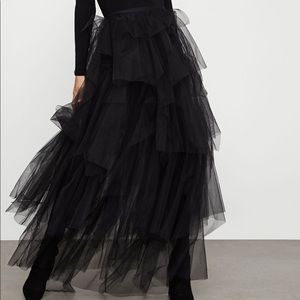 NWT BCBGMAXAZRIA RUNWAY Camber Layered Tulle Maxi Skirt Black XS